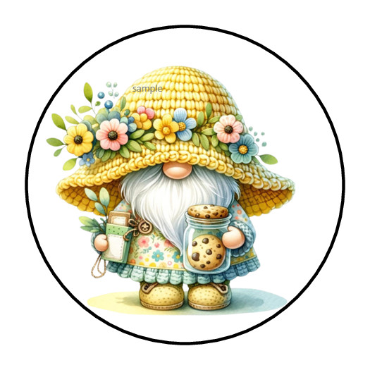 30 GNOME SPRING SUMMER ENVELOPE SEALS STICKERS LABELS TAGS 1.5″ ROUND FLOWERS