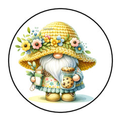 30 GNOME SPRING SUMMER ENVELOPE SEALS STICKERS LABELS TAGS 1.5″ ROUND FLOWERS