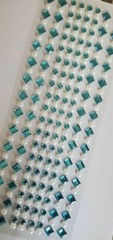 CraftbuddyUS 4 Square & 4 Round w/ Pearl Self Adh Rhinestone Stripes, ColorTURQ