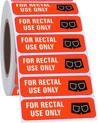For Rectal Use Only Stickers / 1.5″ X 0.375″ Fluorescent Red Orange Stickers wit