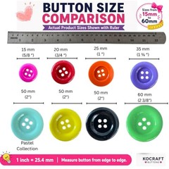 2 Inch (50mm) x 15pcs Big Size Buttons Large Plastic Resin Round 4 Hole