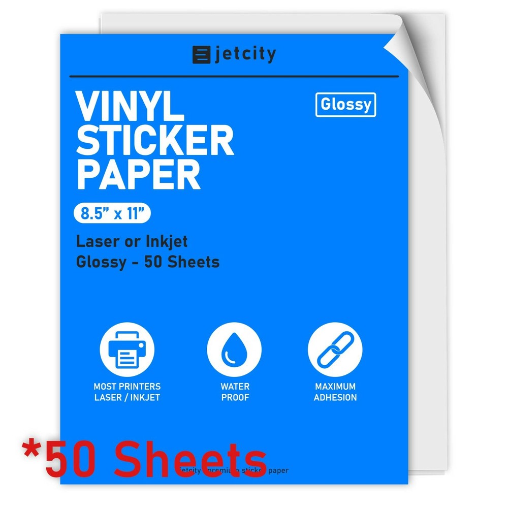 50 Glossy Sticker/Label Paper for Inkjet & Laser Printers – 50 Glossy – 8.5 x 11