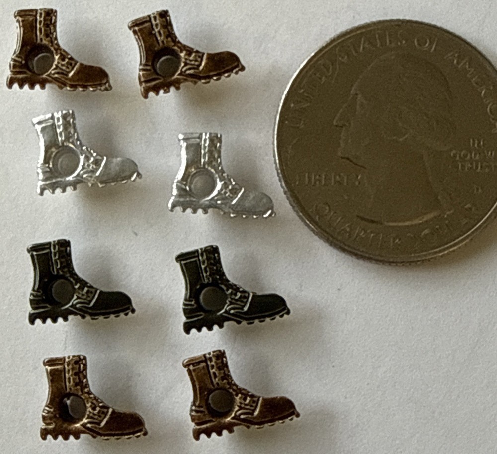TINY WORK BOOT Eyelets (8pcs)Scrapbooking•Silver Grey•Black •Card Making•