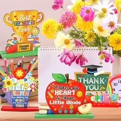 4PCS Teacher Appreciation Wooden Sign Table Decoration School Classroom Desk