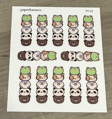 NEW PaperKumaCo Vertical Critters Sticker Sheet Paper Kuma Co PKC Stickers