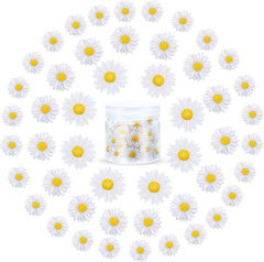 50 Pcs Flatback Resin Daisy Flowers Daisy Flower Epoxy Beads Charms Mini Decorat