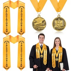 4 Pack Graduation Stole Sash and Award Medal Set 2026 Valedictorian Salutator