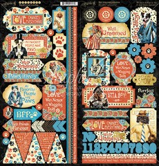 *RETIRED* Graphic45 WELL GROOMED (2) 6×12 Sticker Sheets scrapbooking DOGS CATS