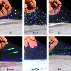 36 Sheets Holographic Sticker Paper, Clear Vinyl Lamination Sticker Film Self Ad