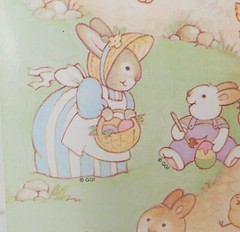 Vintage Gibson Easter Sticker Sheet Anthropomorphic Bunnies Chicks Pastel 80s