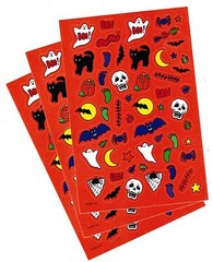 Halloween Ghosts Black Cat Full Moon Bats 3 Sheets Stickers!