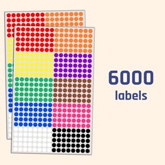 6000 Pack Small Colored Dot Stickers – 10 Colors, 1/4″ Round Labels for Color…