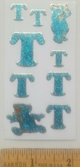 Set of 2 sheets of vintage introduct glitter stickers «T» discontinued Germany