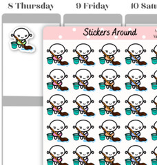 Mopping Planner Sticker, Mop Sticker, Chore Sticker, Calendar & Journal Sticker