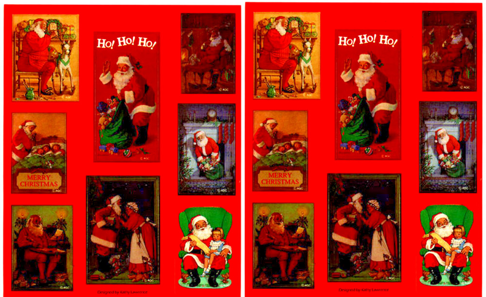 Vintage 2 Sheets Classic SANTA CLAUS Christmas XMAS Stickers!