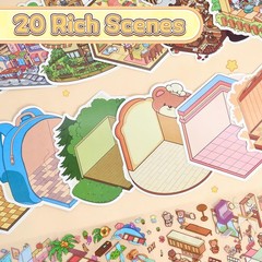 20 Sets DIY 3D Sticker Scene, Sticker Collection Book Make Your Own Shop House C