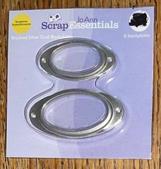 JoAnn Scrap Essentials Brushed Silver Oval Bookplates Frames 3D Scrapbook Crafts