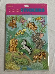 VTG 80s NEW Hallmark Stickers Animals Jungle Safari Monkey Zebra 4 sheets NIP