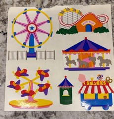 Carnival & Amusement Park Scrapbooking Stickers Sheet, Multicolor