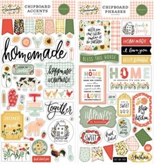HOMEMADE (2) 6″x13″ Chipboard COMBO Carta Bella Accents + Phrases Scrapbook