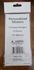 Stravina Personalized Stickers, 10 sheets, 150 stickers, 15 Designs, Amanda