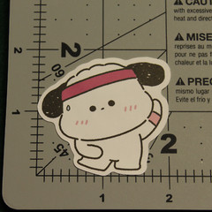 Puppy Dog Pink Head Band Exercise Workout Stretch Cute Chibi Kawaii Sticker