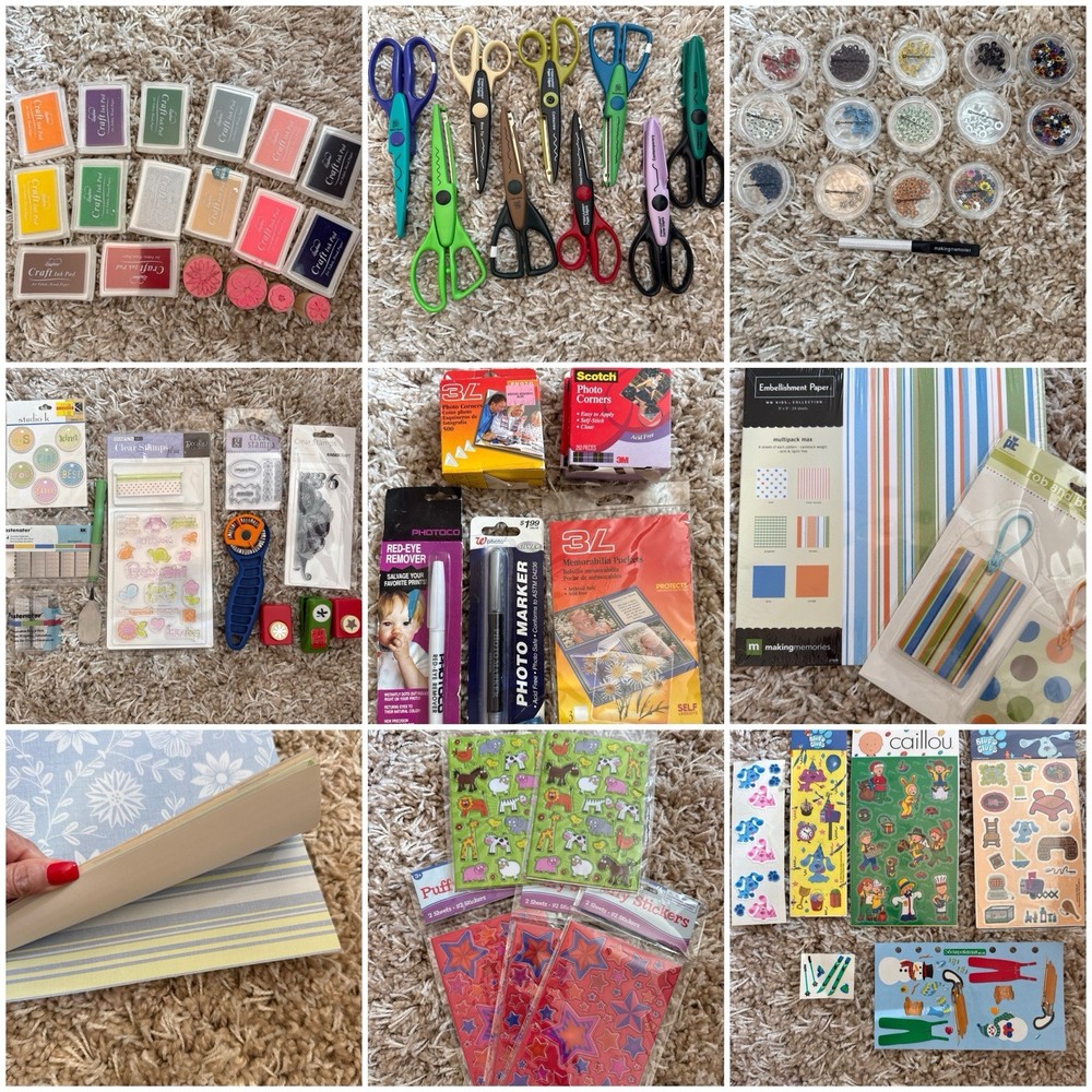 Huge Scrapbooking Crafting Lot Punches Cutters Scissors School Teacher Stamps