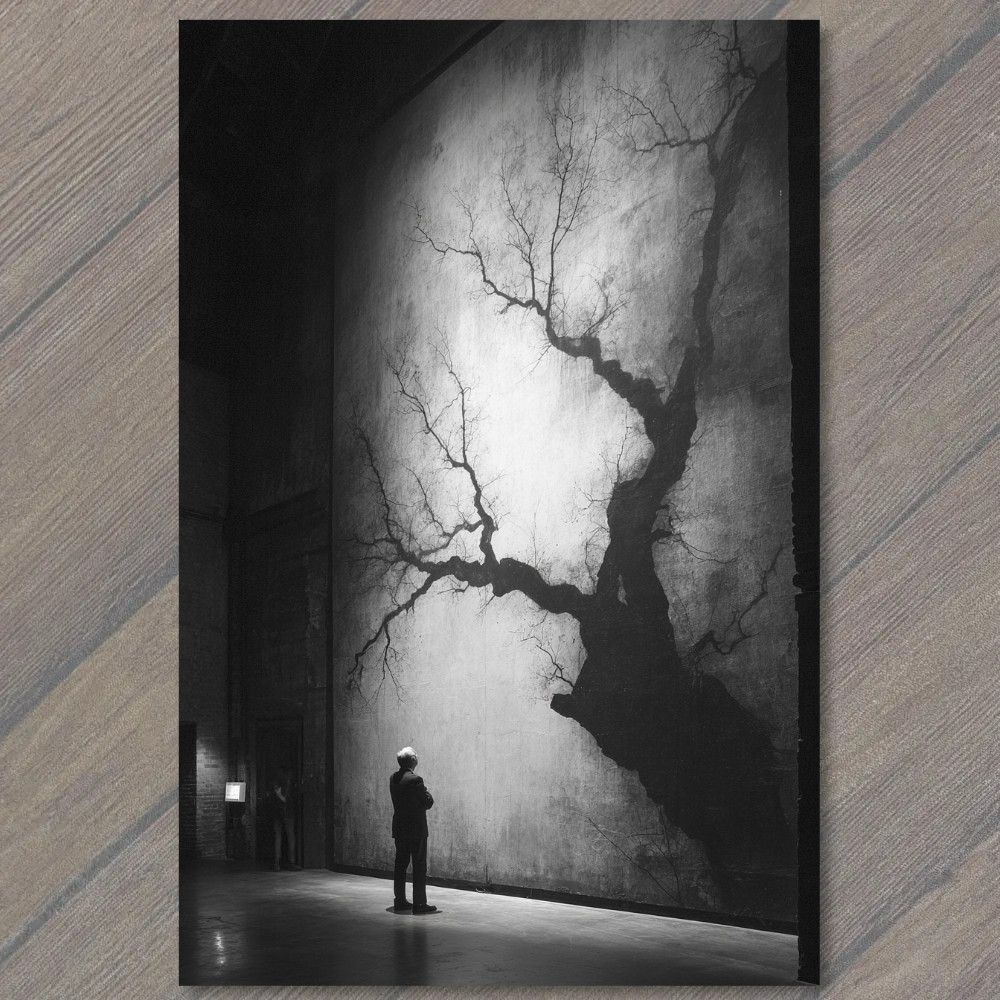 STICKER Giant Wall Tree Shadow Gallery Monochrome Surreal Exhibition Scene