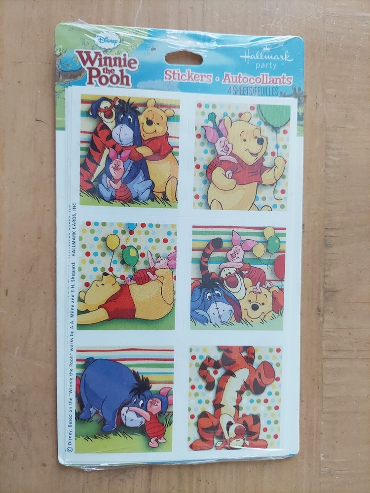 Vintage Hallmark Winnie The Pooh Stickers Set Of 4 Sheets