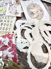 Scrap Book Album Misc Lot 3D Flower Stickers Paper Frames Card Stock Journaling