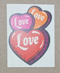 Vintage Mello Smello LOVE HEARTS CANDY Scratch & Sniff Sticker