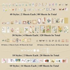 400 Pcs Vintage Journaling Supplies Scrapbook Paper for Junk Journals Planner