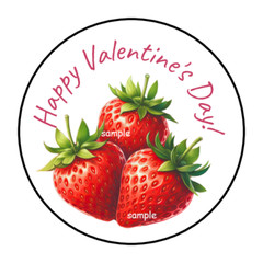 30 VALENTINES DAY ENVELOPE SEALS STICKERS LABELS TAGS 1.5″ ROUND STRAWBERRIES