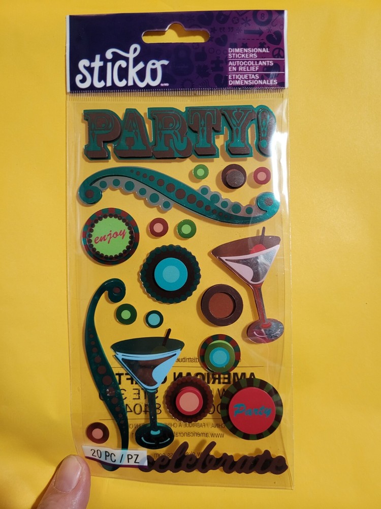 Sticko Scrapbooking STICKERS Party Alcohol Wine Martini Celebrate EK SUCCESS