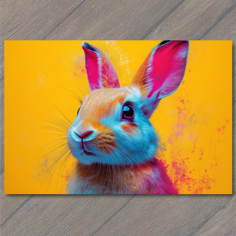 STICKER Bunny Rabbit Easter Color Explosion Whimsical Bright Pop Art Neon Fun