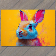 STICKER Bunny Rabbit Easter Color Explosion Whimsical Bright Pop Art Neon Fun