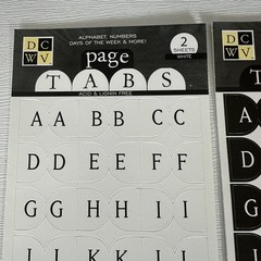 DCWV Stickers Scrapbooking Page Tabs White Black Brown Alphabet Letters Words