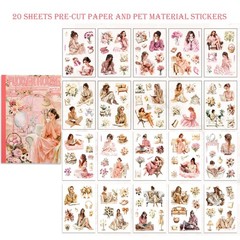 Auguro Scrapbooking Stickers 20 Sheets Pre-Cut 120 washi Standard, Pink