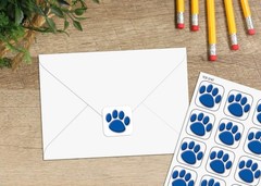 Creative Blue Paw Prints Sticker Set – 120 Durable, Water-Resistant Designs