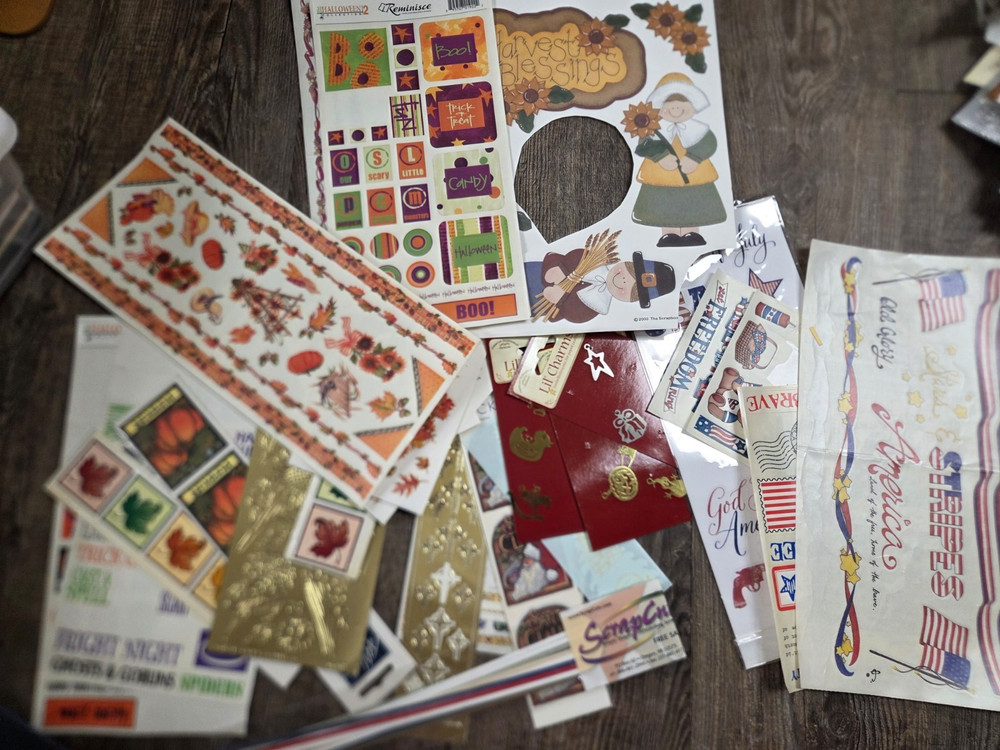 Huge Mixed Lot Christmas + Holidays Sticker Trim Scrapbook Crafting Kit Set