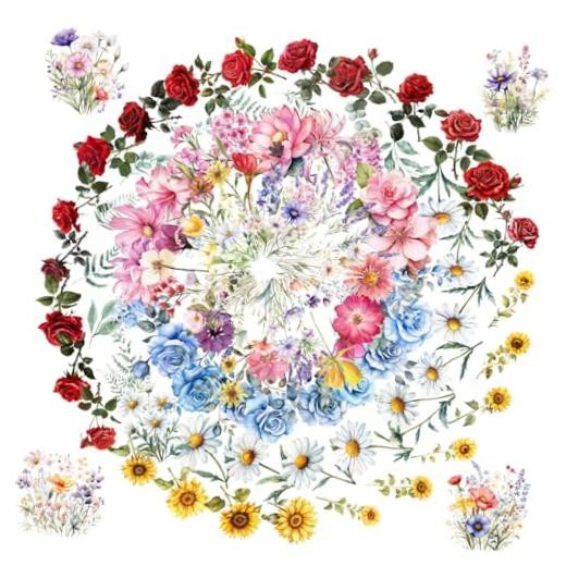 100 Pcs Natural Flower Stickers for Scrapbooking Junk Journal Mix Flowers
