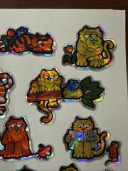 Vintage BJ Prism Cat Stickers Holographic Sheet Unused Cute Kittens 1980s Rare