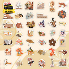150Pcs Vintage Scrapbook Stickers,Waterproof Sticker Pack, DIY Craft for Water B