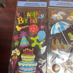 RECOLLECTIONS STICKERS HAPPY BIRTHDAY ,BALLERINA,fun In Sun Lot Of 4