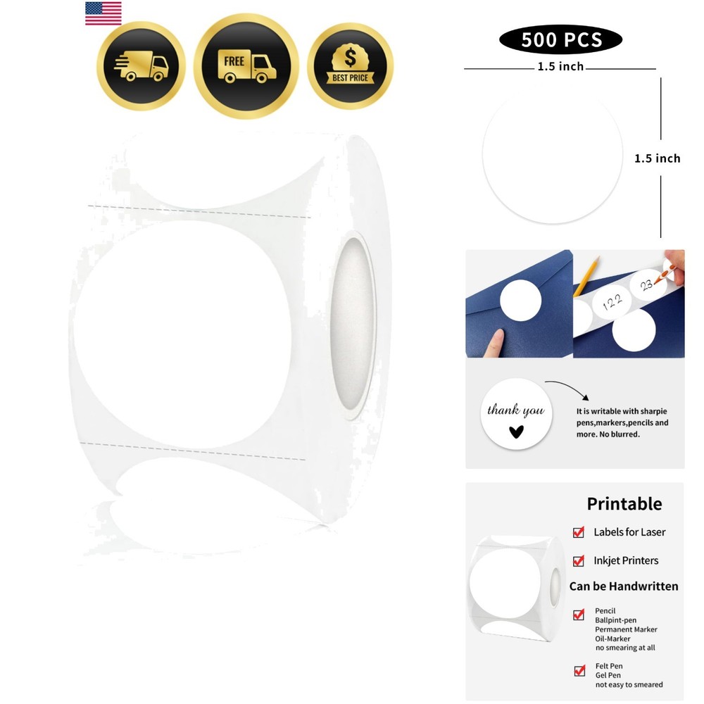 Blank Dot Stickers, 1.5 inch Circle Garage Sale Stickers, 500Pcs Round Price …