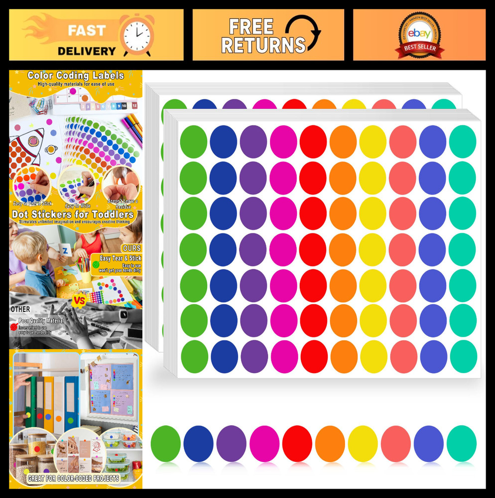 4200 Pcs Color Coding Dot Stickers, 3/4″ Round Labels for Office, Classroom, Hom