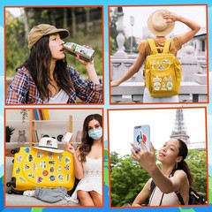 World Map Landmarks Stickers 100 Pcs Waterproof Vinyl Decals for Water Bottle…