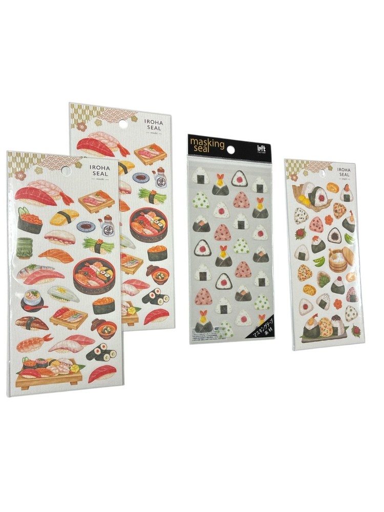 Kawaii Sushi Onigiri Stickers Set 4pcs Japanese Food Planner Scrapbook