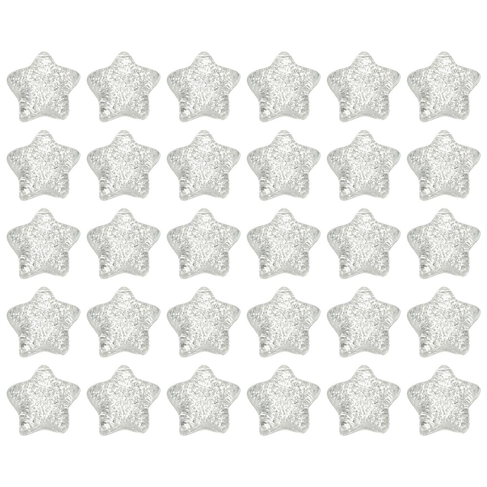 30 Pcs Flat Back Resin Charms, Glitter Star Charms Bulk, Silver