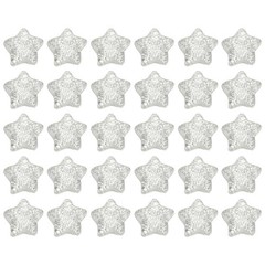 30 Pcs Flat Back Resin Charms, Glitter Star Charms Bulk, Silver